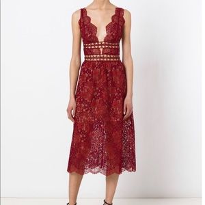 For Love & Lemons Sheer Lace Midi Dress